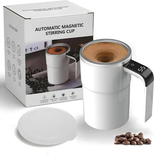 Electric coffee mug with a built-in LCD thermometer, perfect for brewing coffee, milk, cocoa, etc.