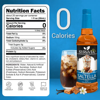 Sugar-Free SALTELLA Syrup™  Vanilla Salted Caramel
