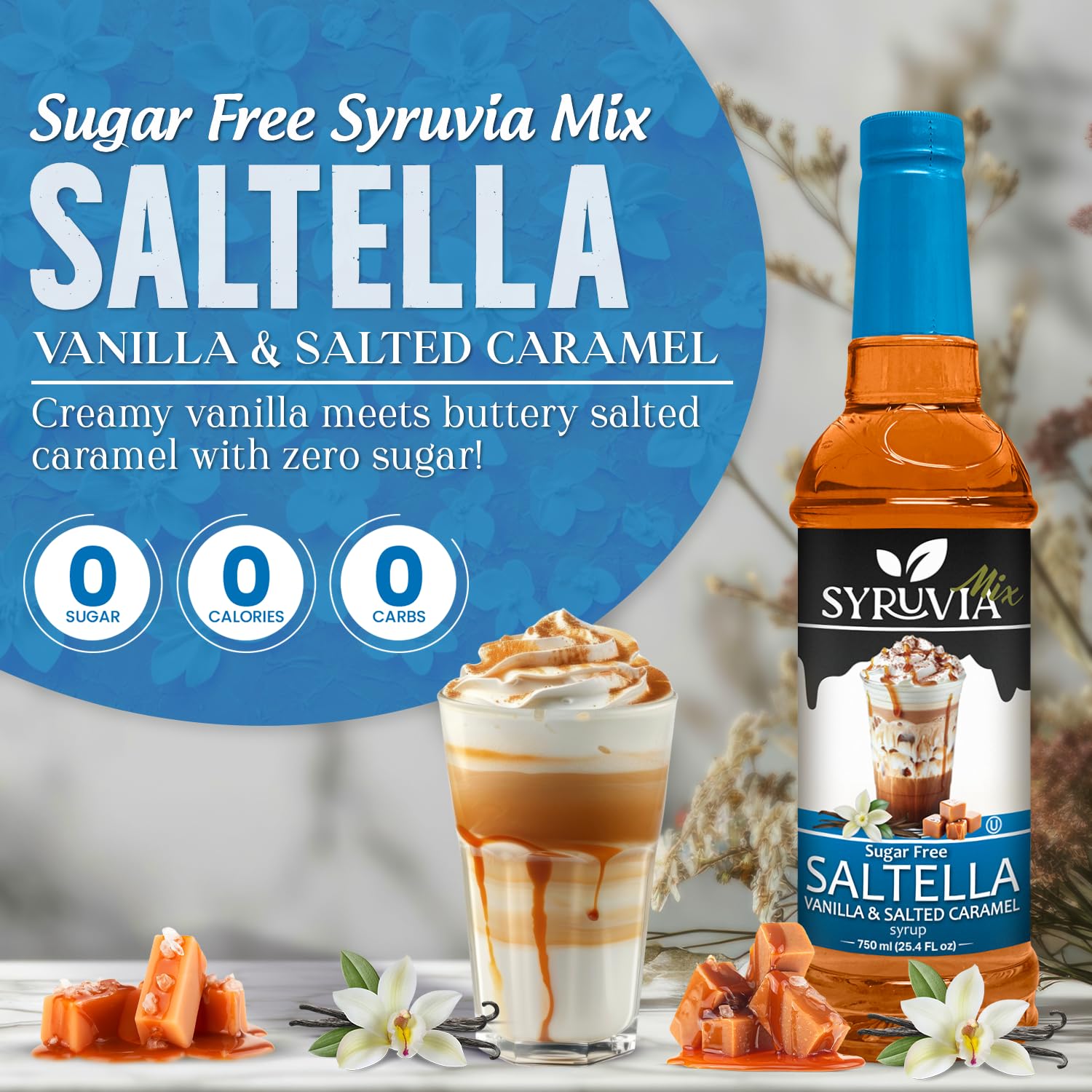Sugar-Free SALTELLA Syrup™  Vanilla Salted Caramel